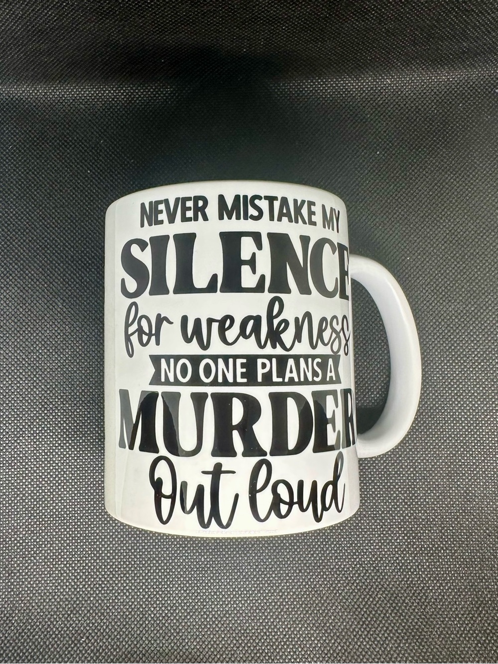 White Ceramic Mug with Black Typographic Quote